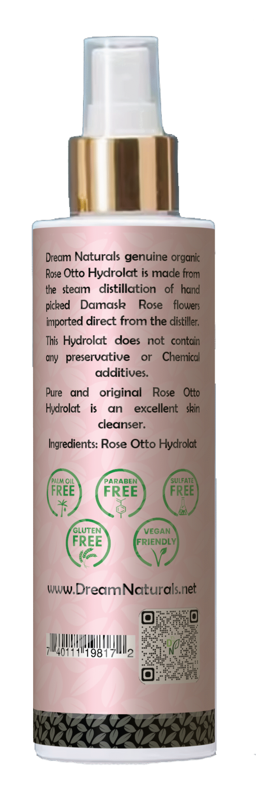 Dream Naturals Organic Rose Otto Hydrolat (Rose Water) Mist 150ml - Image 3