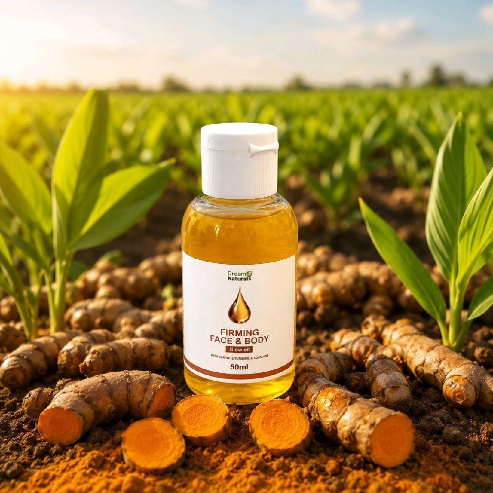 Dream Naturals Firming Face & Body Glow Oil 50ml with Carrot Turmeric & Juniper for Radiant Skin Cosmetic - Image 5